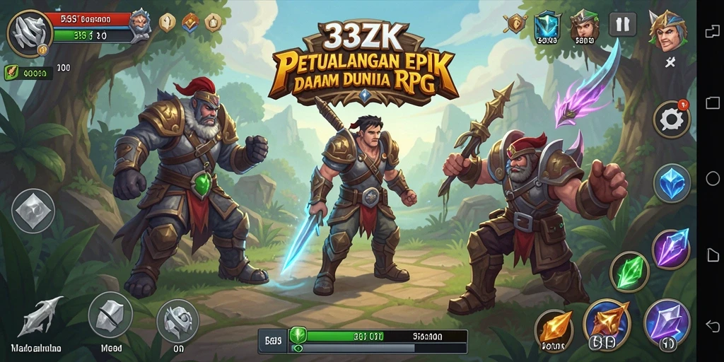 Screenshot gameplay RPG 33ZK yang menampilkan pertempuran mendebarkan.