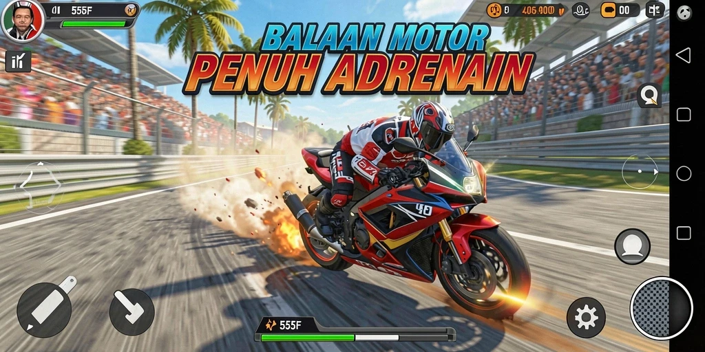 Screenshot dari gameplay memukau di 555F.