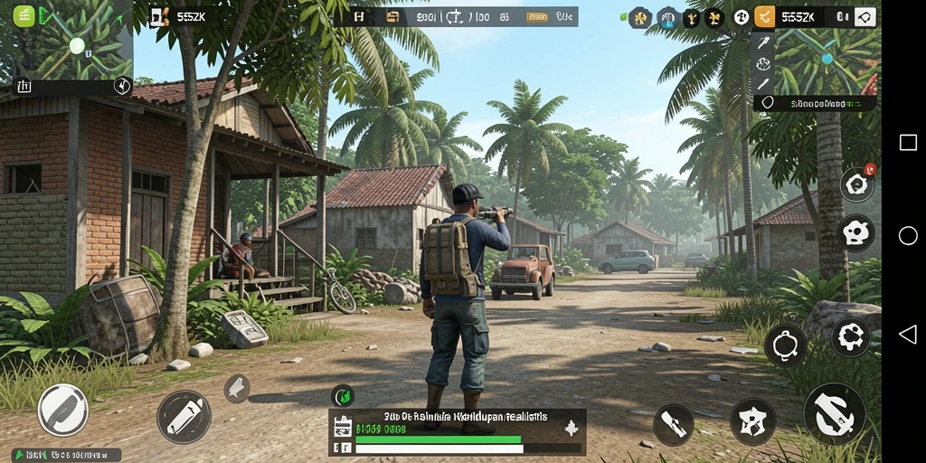 Tangkapan layar gameplay 555ZK menampilkan simulasi kehidupan yang mendalam.