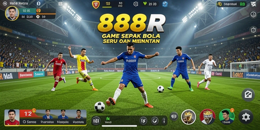 Gameplay seru dalam 888R dengan aksi sepak bola yang mendebarkan.