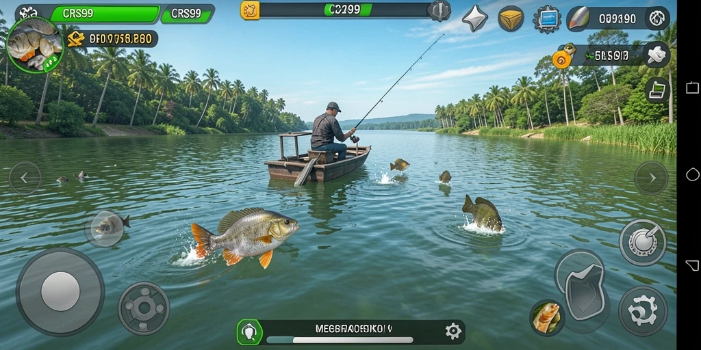 Gameplay CRS99 menampilkan petualangan memancing yang menarik dan seru.
