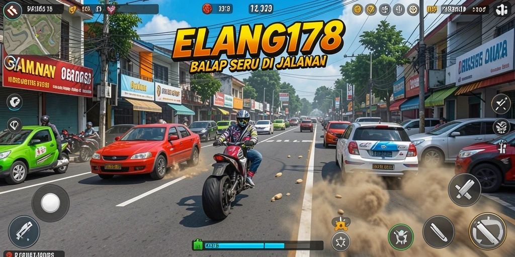Tampilan ikonik dari gameplay balapan ELANG178 yang mendebarkan.