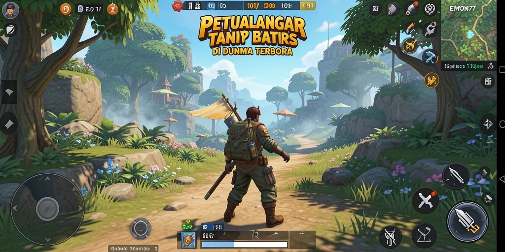Tampilan gameplay EMON77 dalam dunia Open World yang luas.