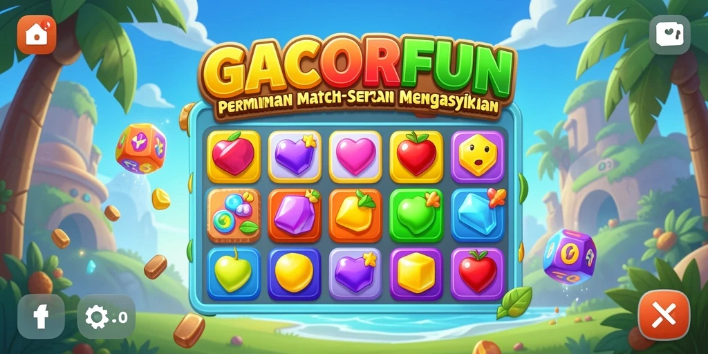 Tampilan gameplay menarik dari GACORFUN dengan keseruan Match-3.