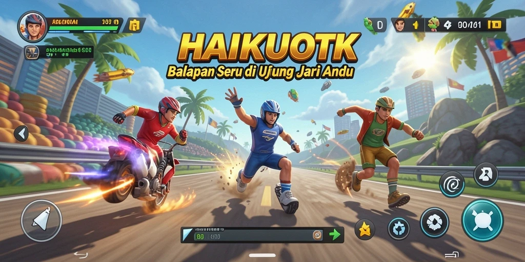Screenshot HAIKUOTK menampilkan aksi balap seru yang mendebarkan.