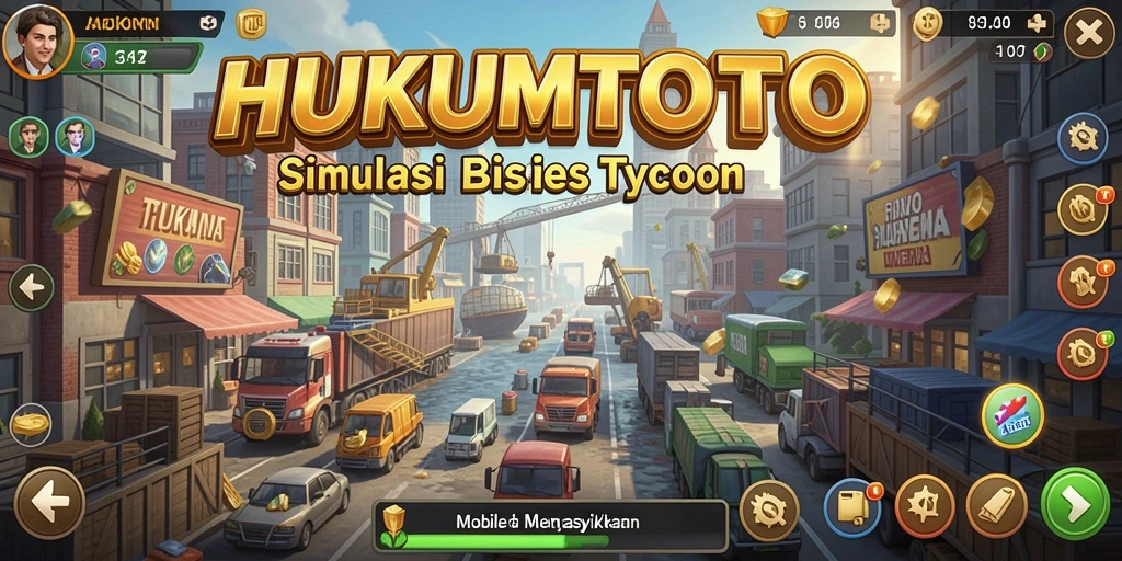 Tampilan gameplay HUKUMTOTO yang menampilkan strategi bisnis yang menarik.