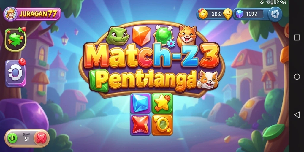 Tampilan gameplay seru dalam JURAGAN77 dengan warna-warni mencolok.