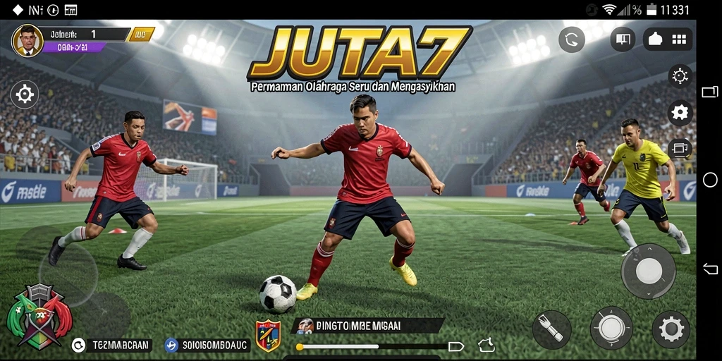 Tampilan gameplay JUTA7 dengan pertandingan olahraga yang mendebarkan.
