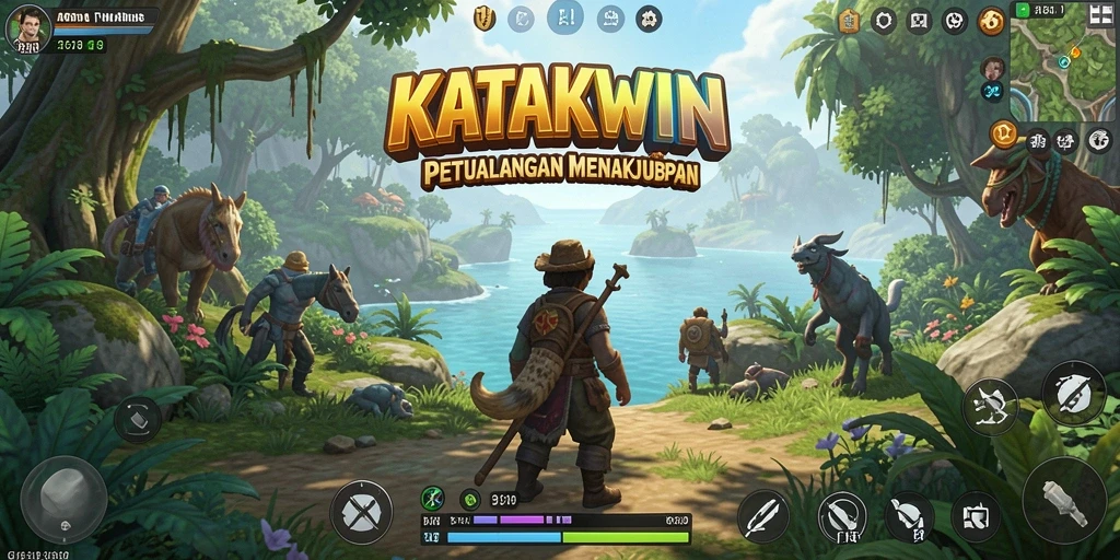 Screenshot KATAKWIN menampilkan petualangan seru dalam dunia terbuka.