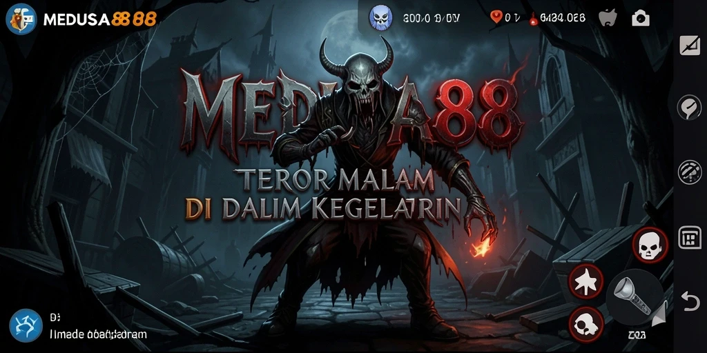 Screenshot gameplay MEDUSA88 dengan atmosfer horor yang mencekam.