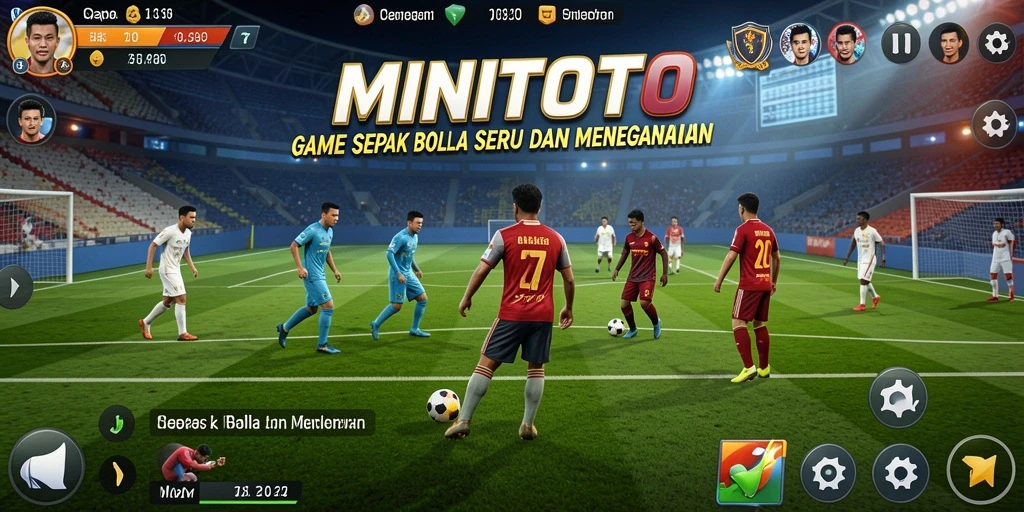 Screenshot gameplay MINITOTO dengan aksi sepak bola menegangkan.