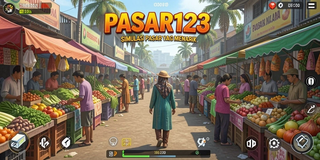 Tampilan gameplay PASAR123 yang interaktif dan penuh warna.