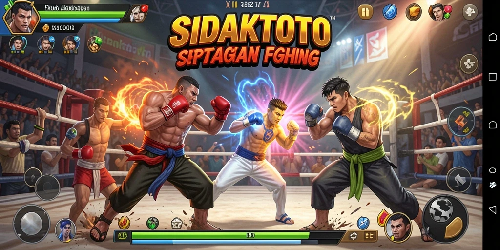 Tampilan gameplay menegangkan dari SIDAKTOTO dengan karakter bertarung.