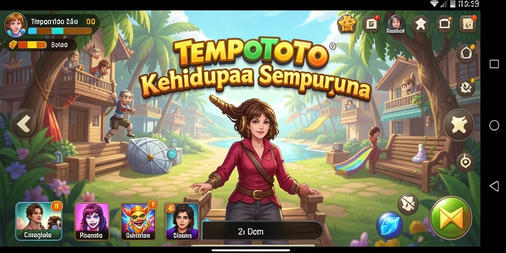 Screenshot gameplay TEMPOTOTO menunjukkan karakter yang sedang beraktivitas di dunia simulasi.