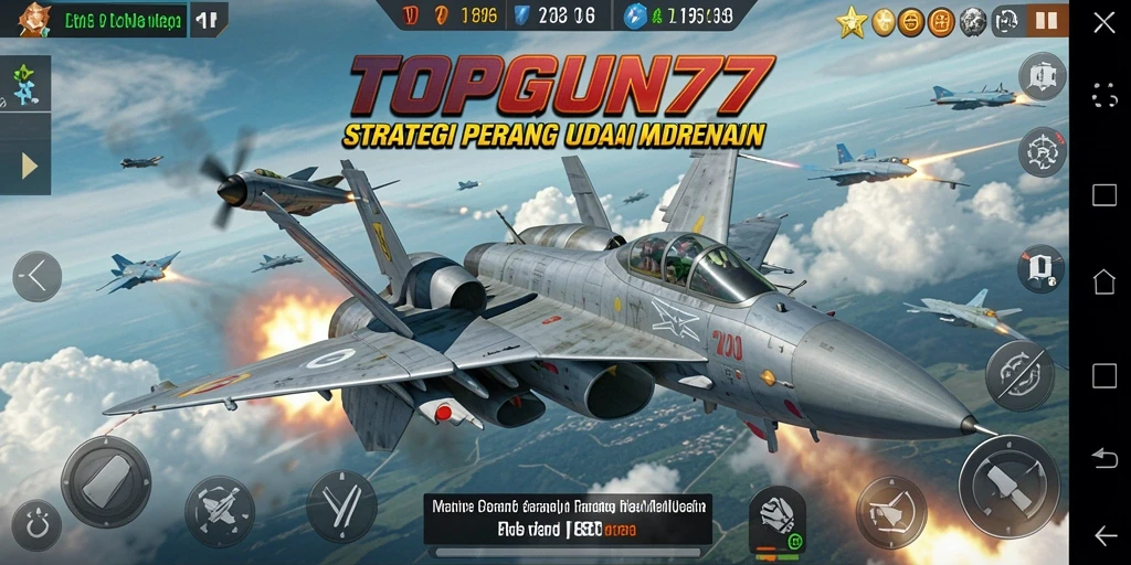 Tampilan gameplay dan pertempuran seru di TOPGUN77.