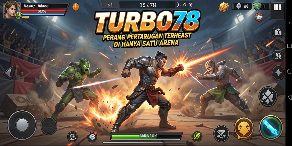 Tampilan gameplay intens di arena Battle Royale TURBO78.